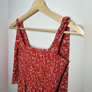 Max Studio Womens Floral Smocked Sleeveless Maxi Dress Red Nordstrom XS